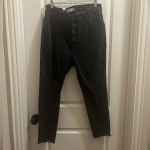 Madewell Jeans Womens 34P Washed Black 10" High Rise Skinny Raw Hem Button Fly